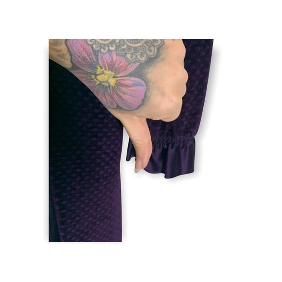 Vintage 80s Purple Satin Textured Velvet Long Robe Small - Picture 12 of 12